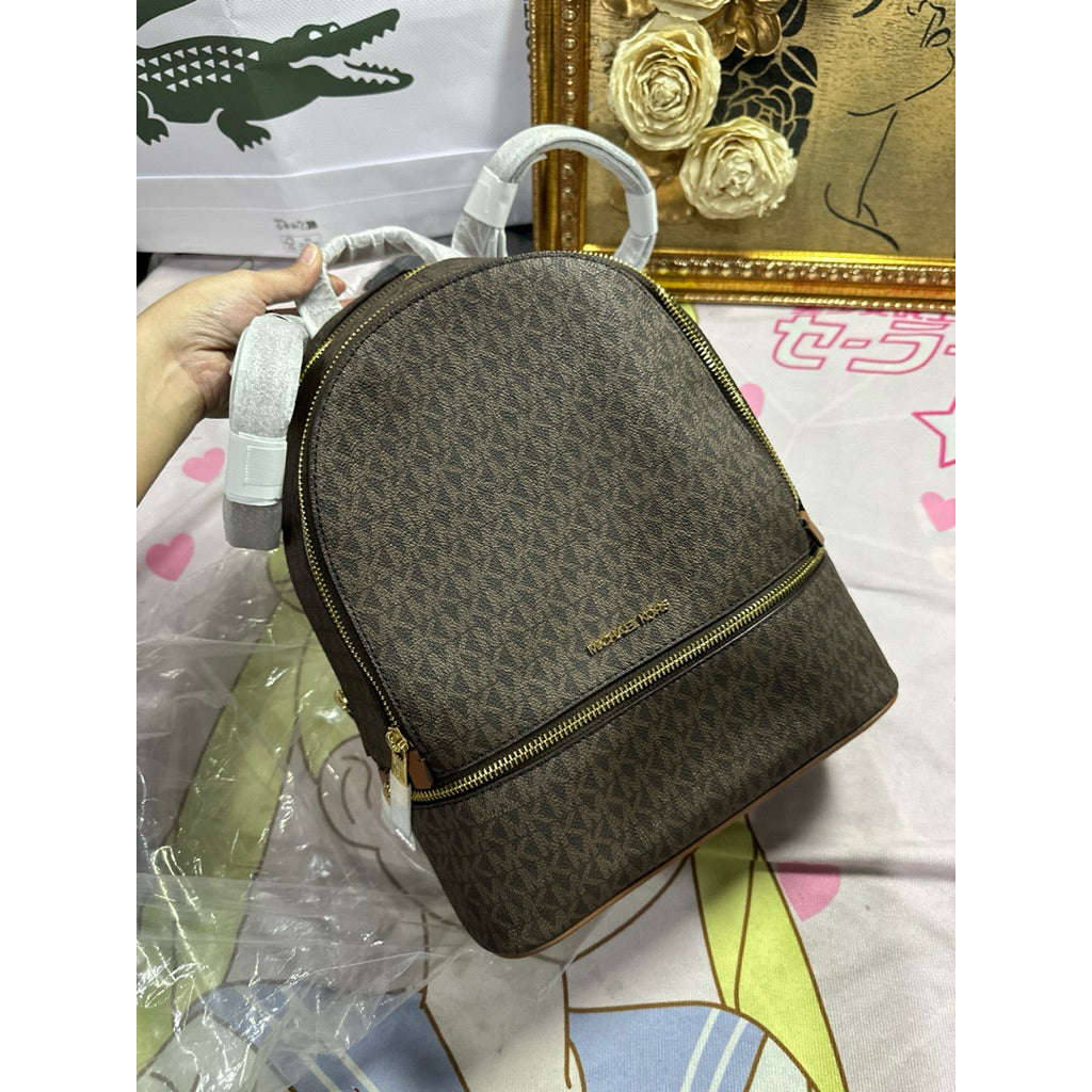 ORIG & IMPORTED MK Rhea Medium Logo Brown Backpack Bag
