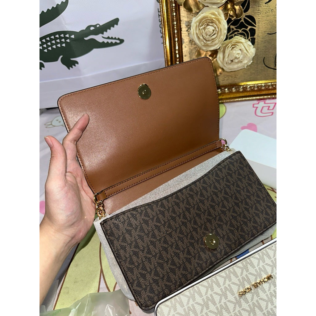 ORIG & IMPORTED MK Jet Set Medium Phone Flap Chain Bag Brown/Vanilla White
