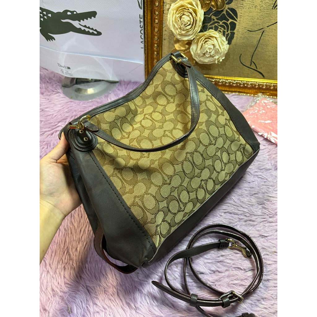 ORIG Preloved RARE CCH Edie Shoulder Bag 28 In Signature Jacquard Brown