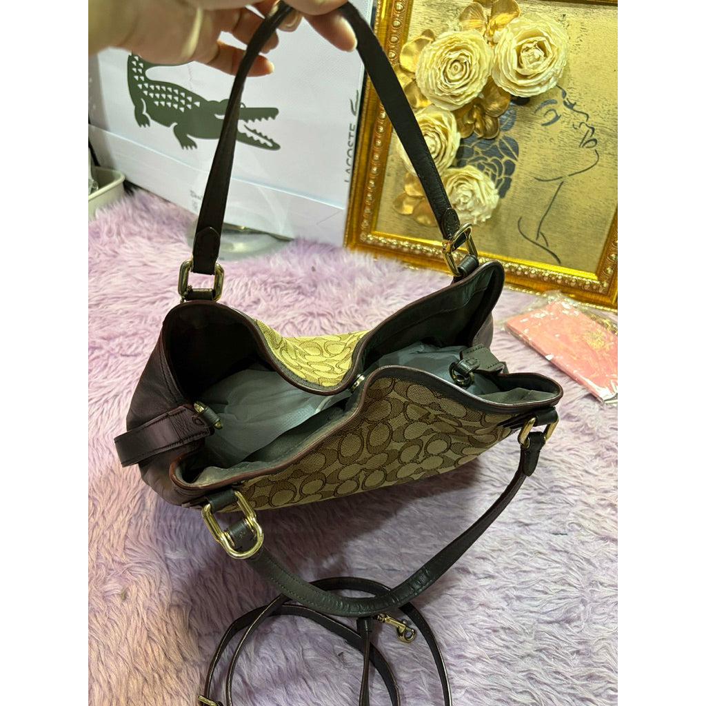 ORIG Preloved RARE CCH Edie Shoulder Bag 28 In Signature Jacquard Brown
