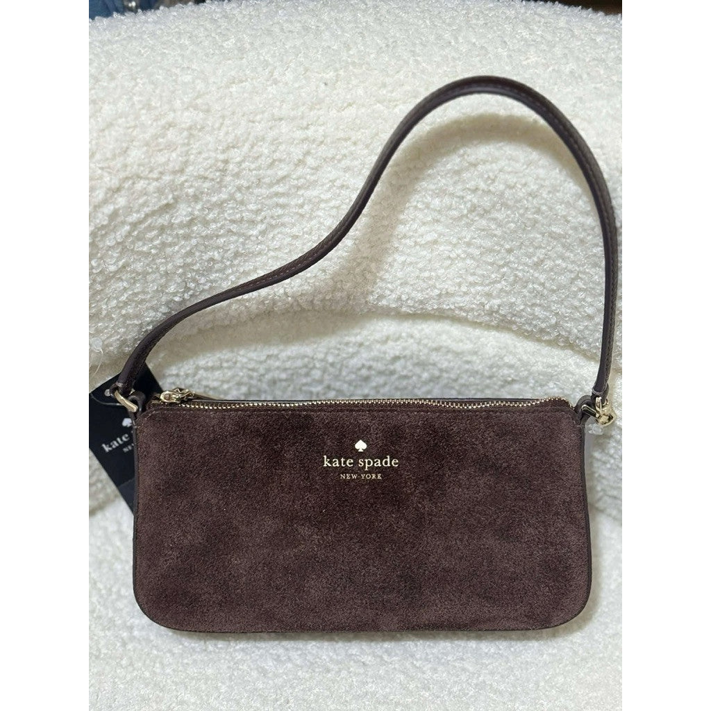 ORIG & IMPORTED KS Gemini Suede Convertible Wristlet Shoulder Brown Bag