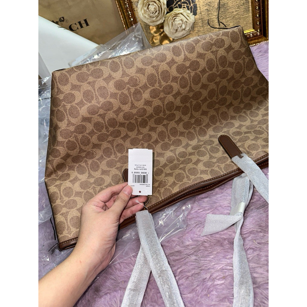 ORIG & IMPORTED CCH Large City Tote Bag In Signature Canvas Tan/Brown
