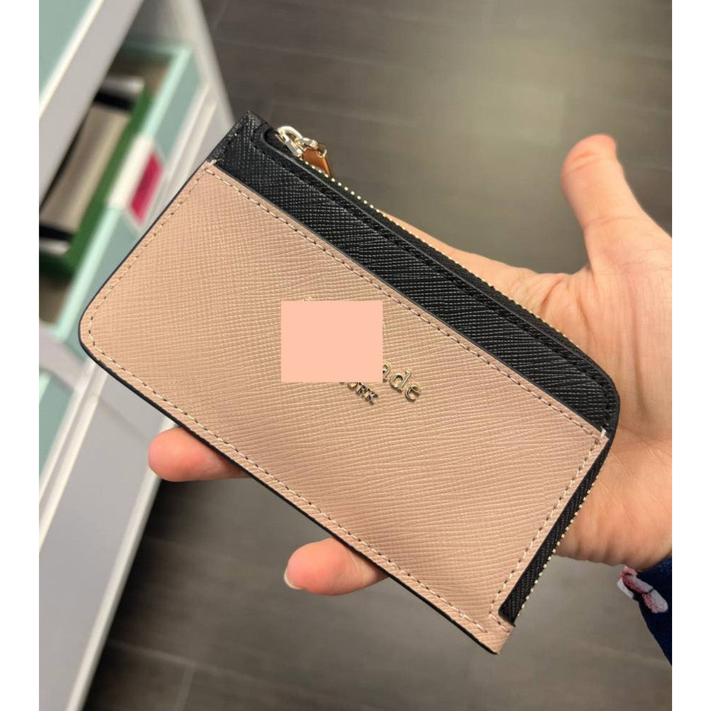 ORIG KSNY Madison Top Zip Card Holder Slim Small Wallet in Toasted Hazelnut Brown