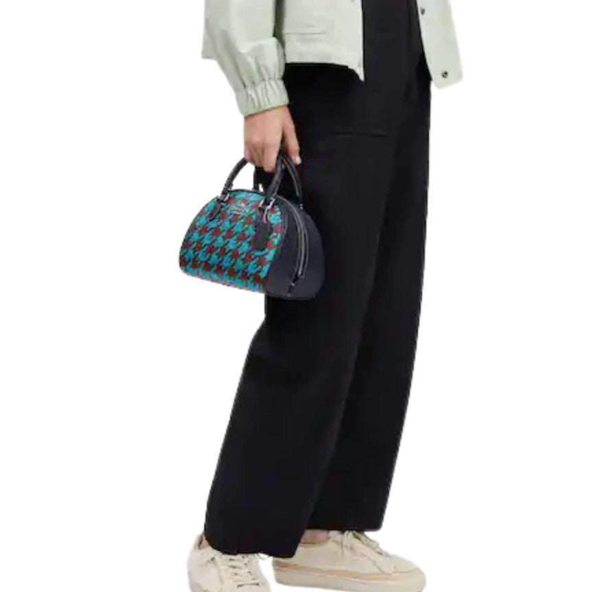 ORIG Preloved CCH Sydney Satchel With Houndstooth Print Blue Bag