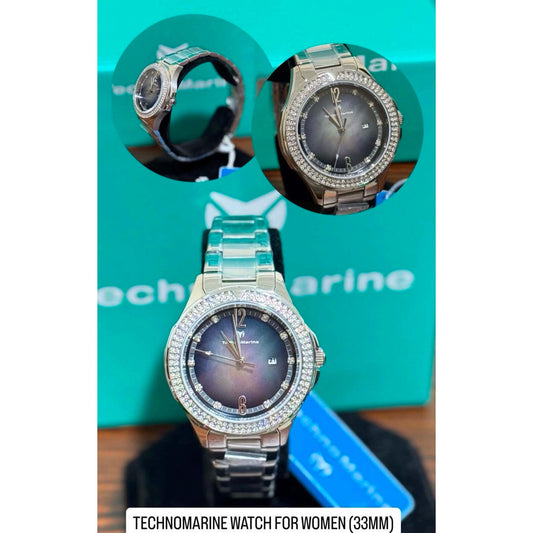 ORIG & IMPORTED Technomarine LUNA 33mm TM-826008 Silver Lady's Watch
