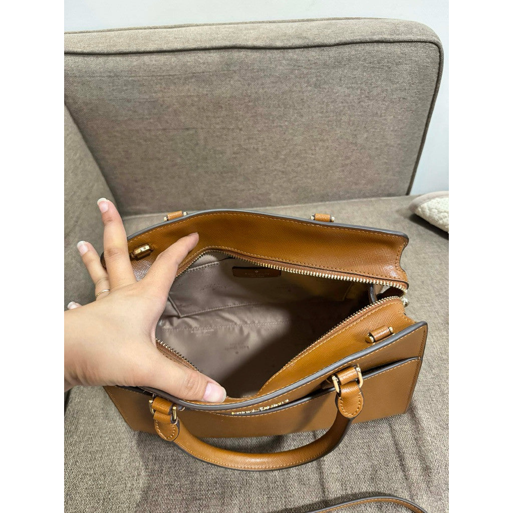 ORIG Preloved KS Madison Saffiano Leather Medium Satchel Brown Bag