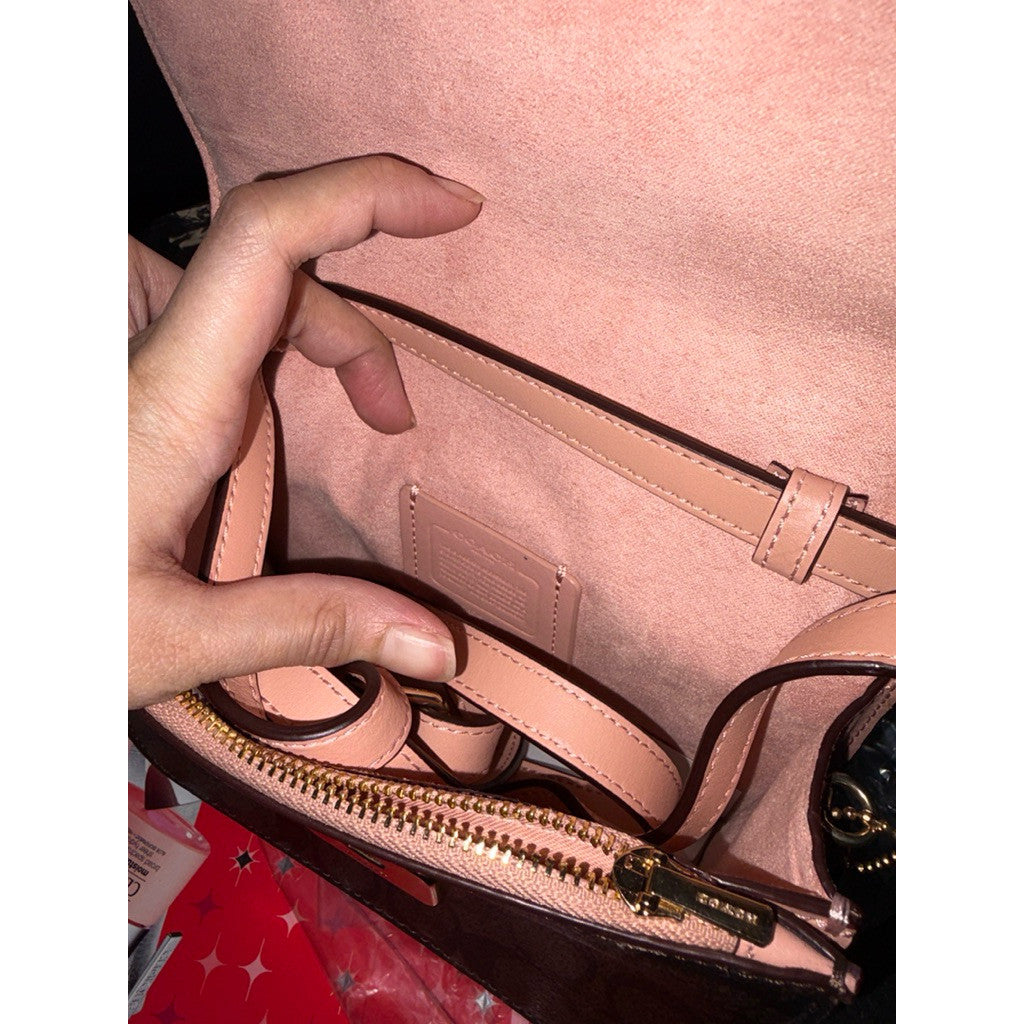 ORIG & IMPORTED CCH Mini Brynn Crossbody Small Flap Brown/Pink Bag