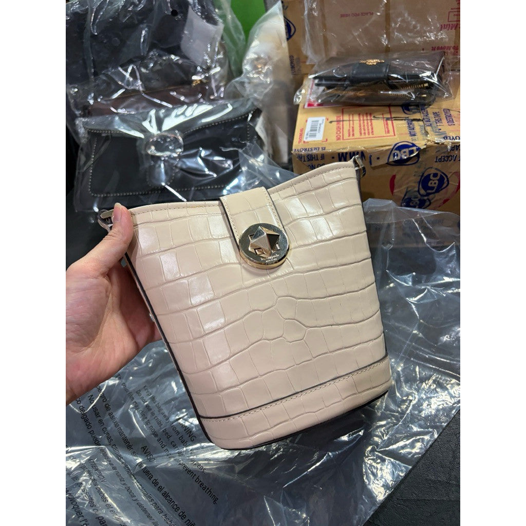 ORIG & IMPORTED KS Audrey Mini Bucket Beige Croc Bag