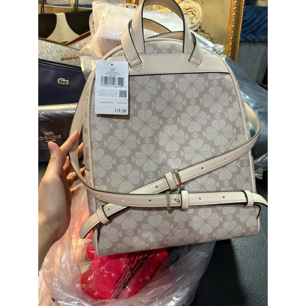 ORIG & IMPORTED KS Flower Medium Backpack Beige Bag