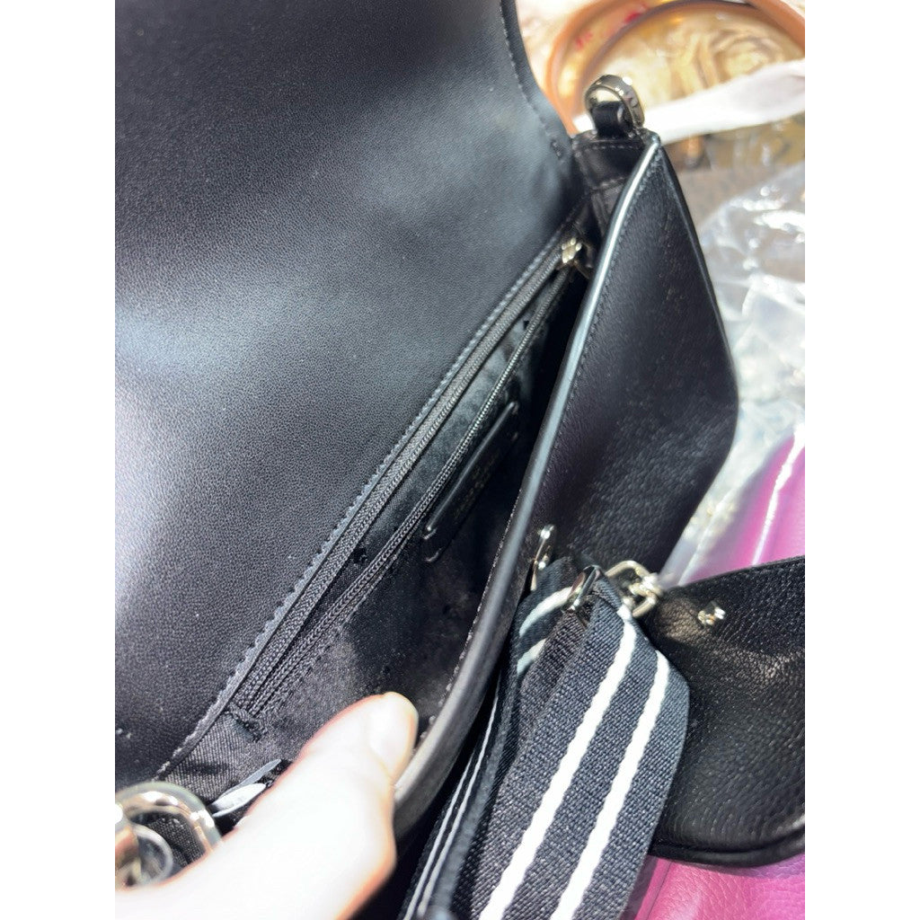 ORIG & IMPORTED KS Rosie Small Flap Leather Crossbody Bag Black with Wallet