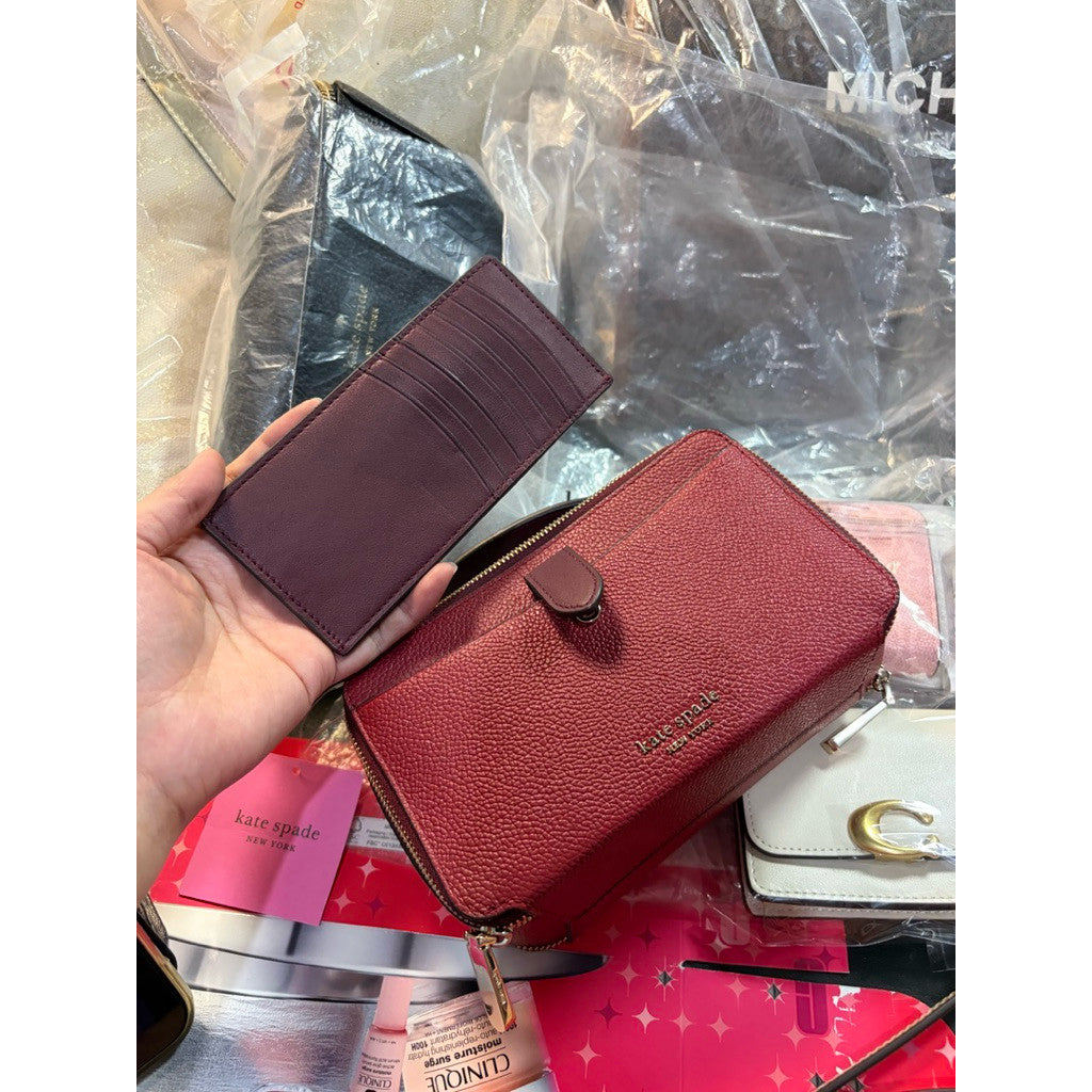 ORIG & IMPORTED KS Zip Code Double-zip Crossbody Small Maroon Bag