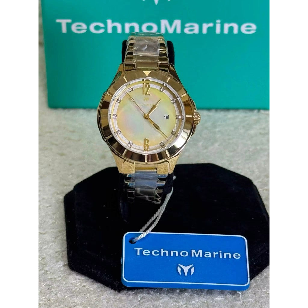 ORIG & IMPORTED Technomarine 33mm LUNA TM-826005 Lady's Gold Watch