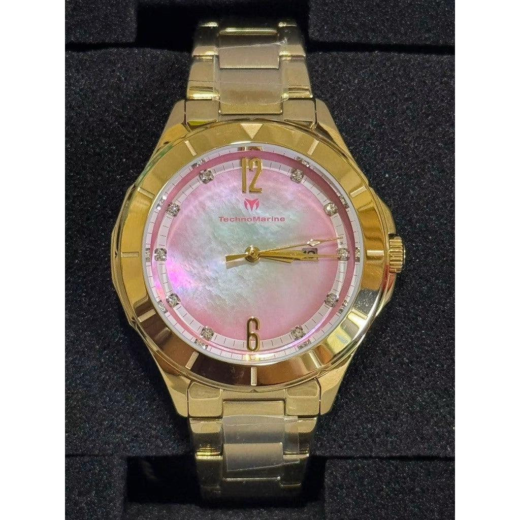 ORIG & IMPORTED Technomarine 33mm LUNA TM-825001 Gold Lady's Watch