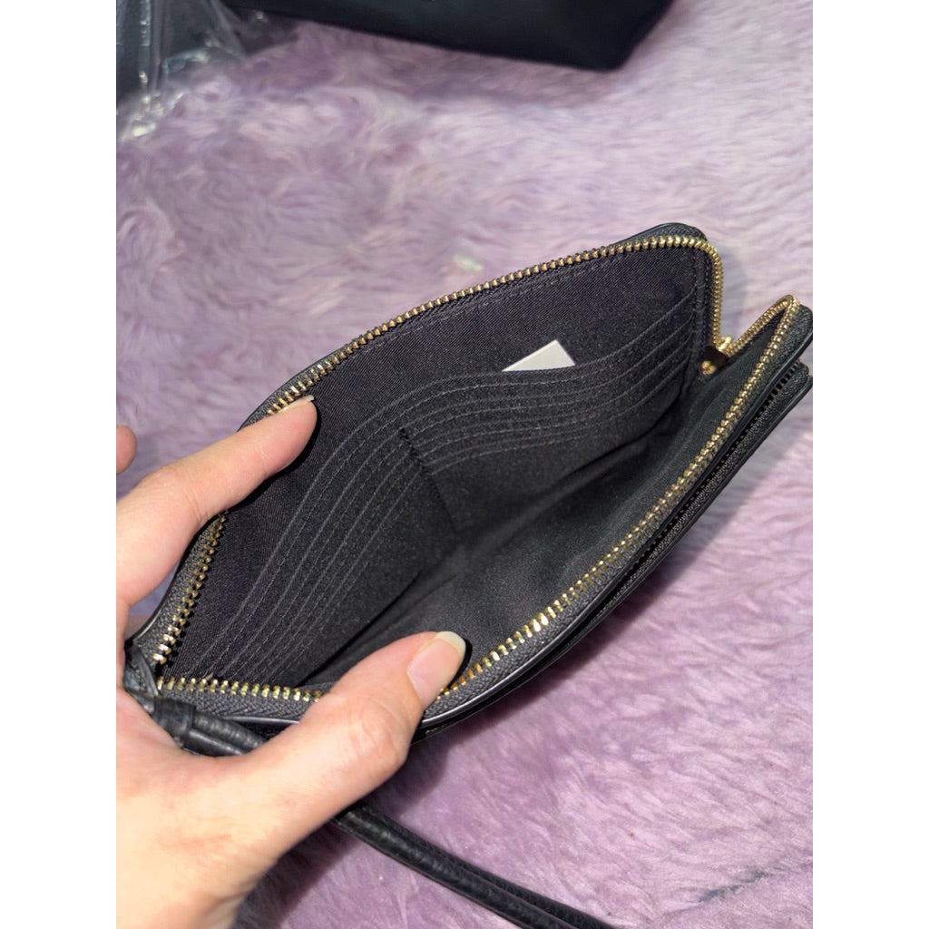 ORIG Preloved CCH Double Zip Large Phone Black Wallet Wristlet