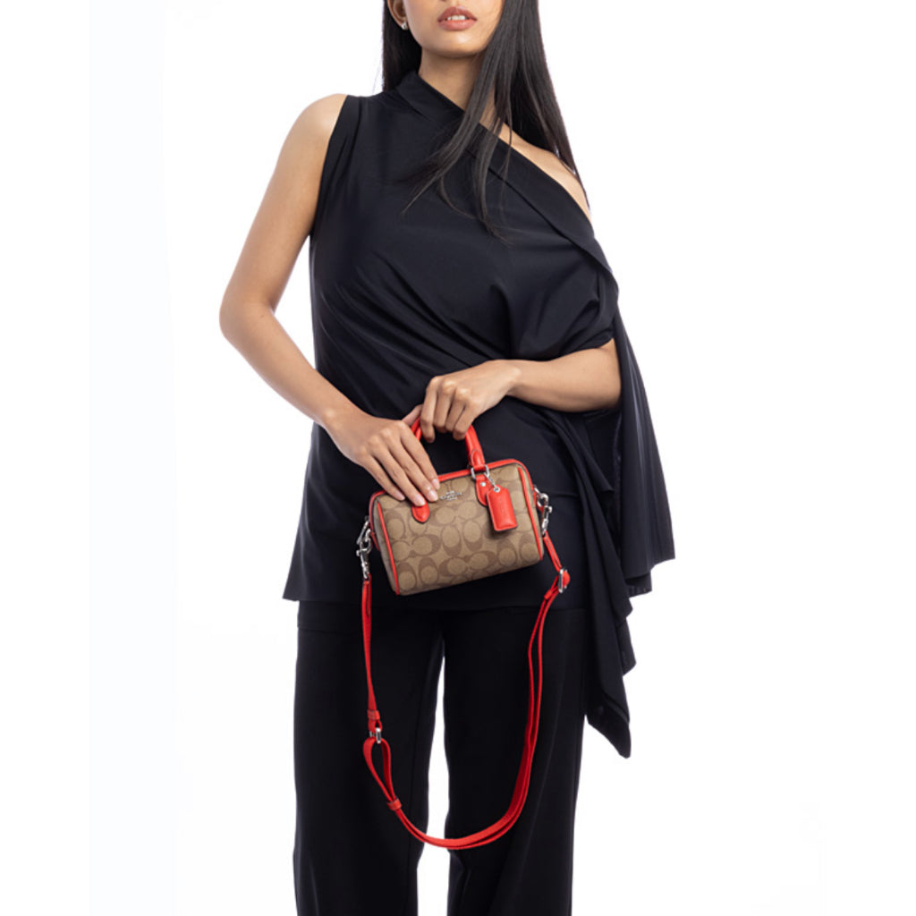 ORIG & IMPORTED CCH Mini Rowan Crossbody Small Bag in Khaki Brown/Miami Red