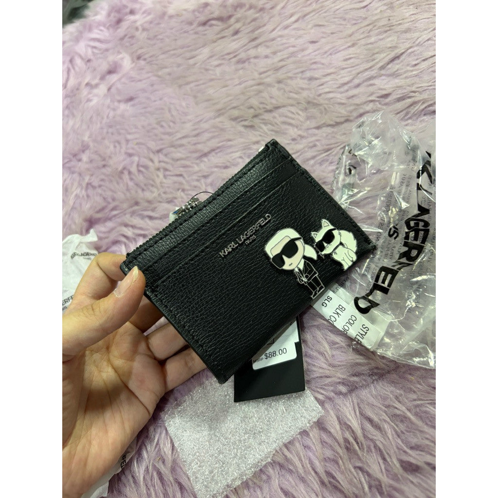 ORIG & IMPORTED Karl Lagerfeld KL Card Case Skinny Small Slim Wallet Pink/Black
