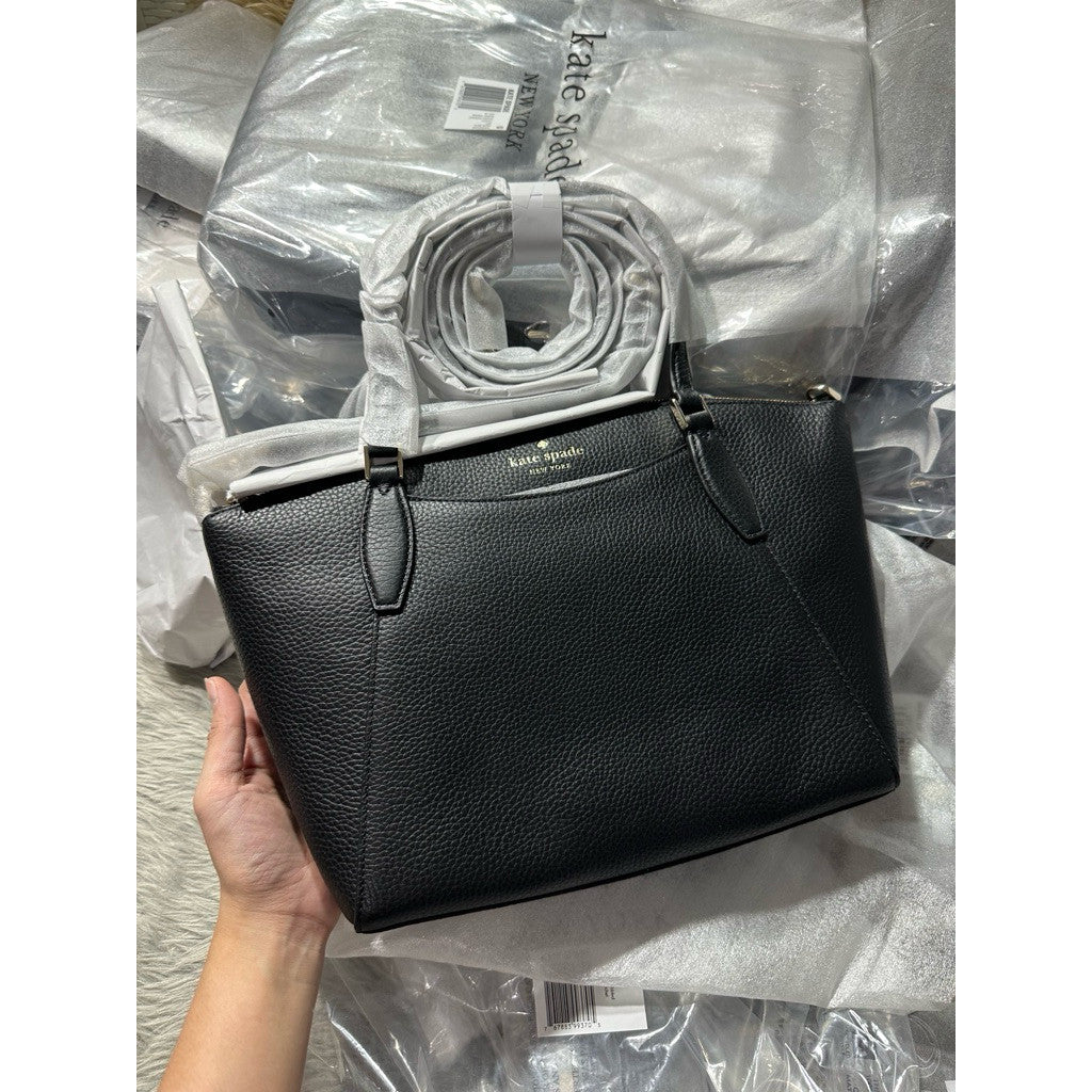 ORIG & IMPORTED KS Monica Satchel Pebbled Leather Black Bag