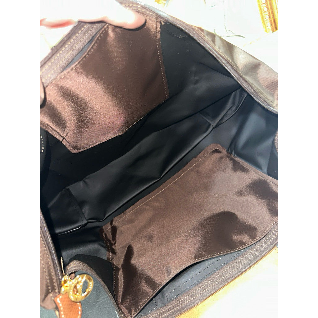 ORIG & IMPORTED EBONY BROWN Longchamp LC Le Pliage Nylon Tote Bag