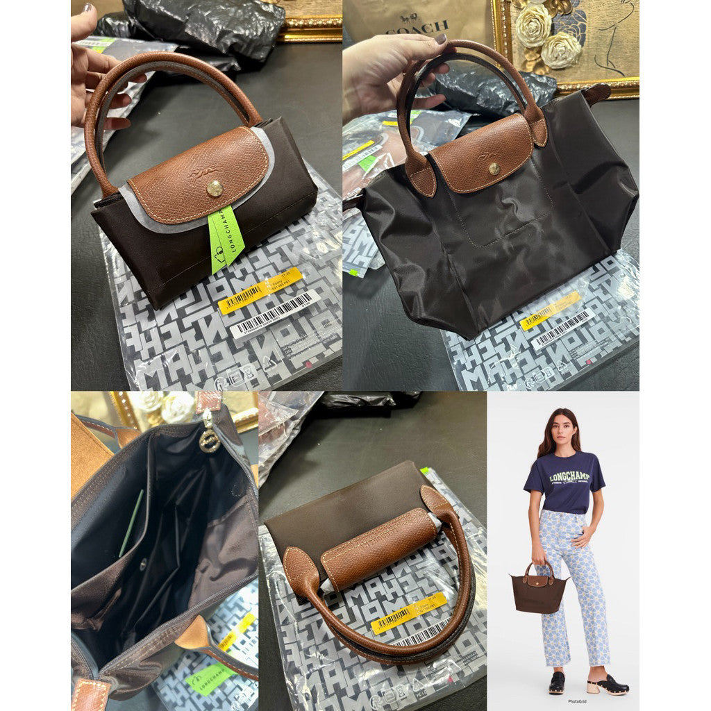 ORIG & IMPORTED EBONY BROWN Longchamp LC Le Pliage Nylon Tote Bag