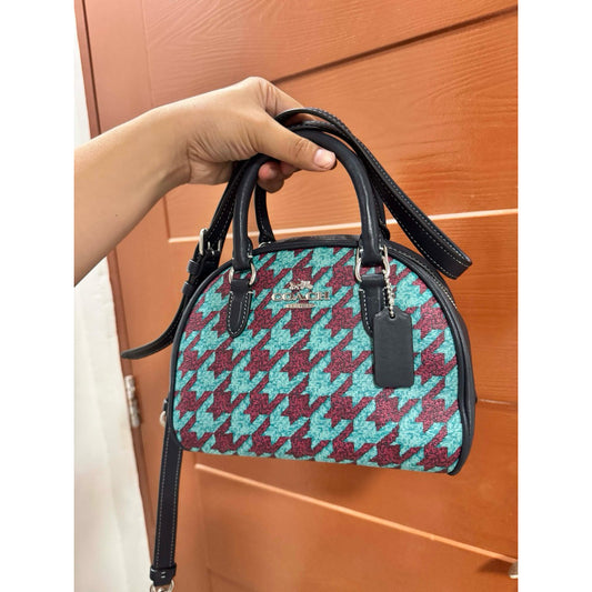 ORIG Preloved CCH Sydney Satchel With Houndstooth Print Blue Bag