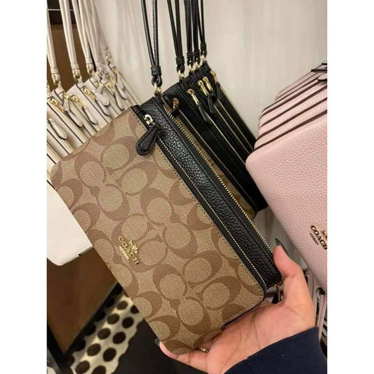 ORIG Preloved CCH Double Zip Large Wristlet Wallet Khaki/Brown