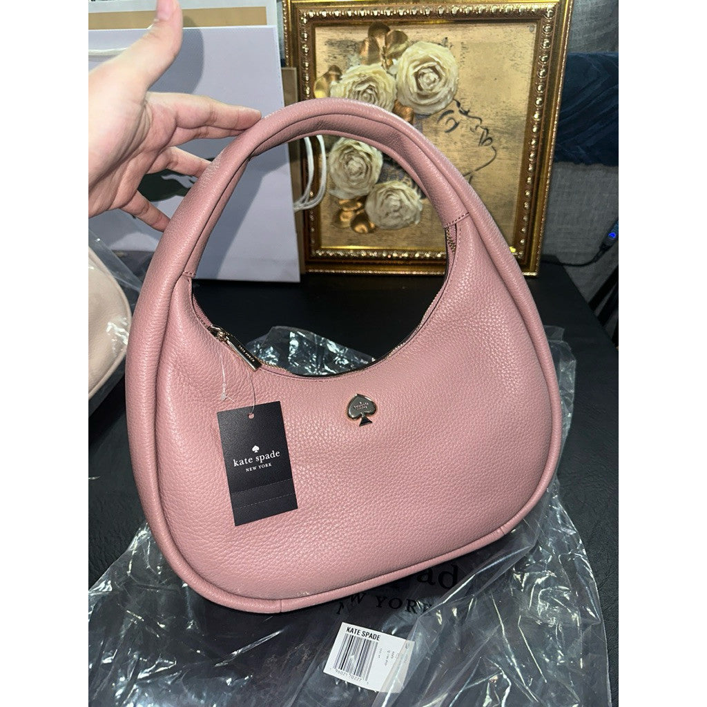 ORIG & IMPORTED KS Kayla Hobo Crescent Shoulder Bag Pink/Beige