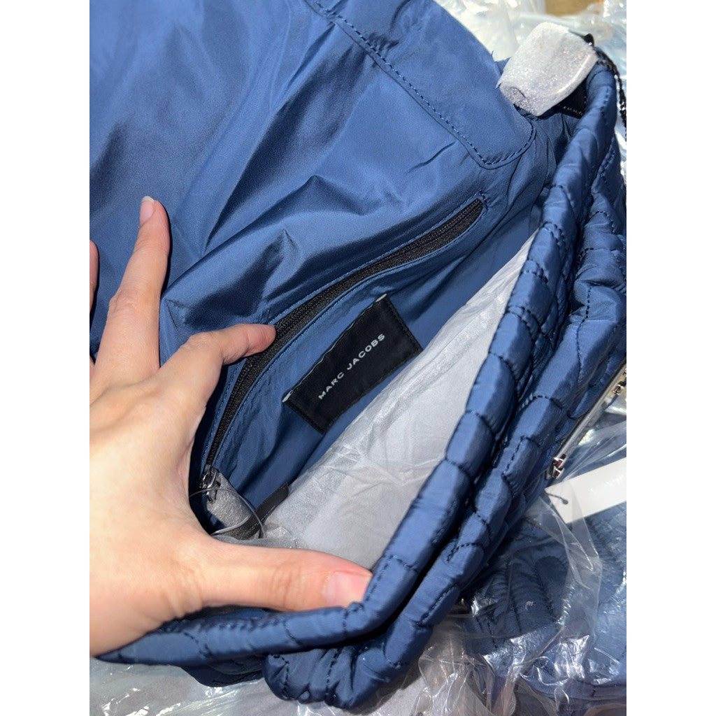 ORIG & IMPORTED MJ Nylon Jumbled Logo Messenger Blue Flap Bag