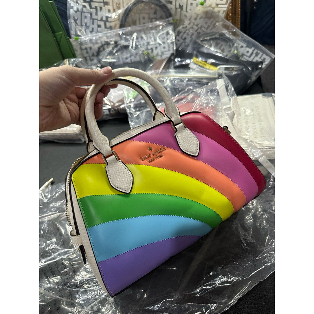 ORIG & IMPORTED KS Rainbow Duffle Crossbody White Bag