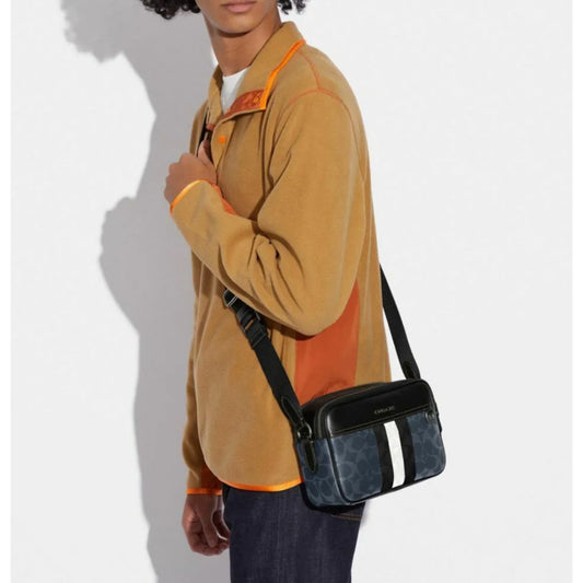 ORIG Preloved CCH Graham Crossbody Men's Bag in Blue Varsity Stripe