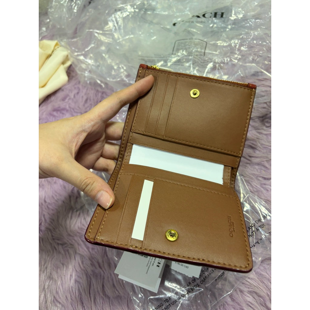 ORIG & IMPORTED Retail CCH Bifold Snap Black/Tan Brown Wallet In Signature Canvas