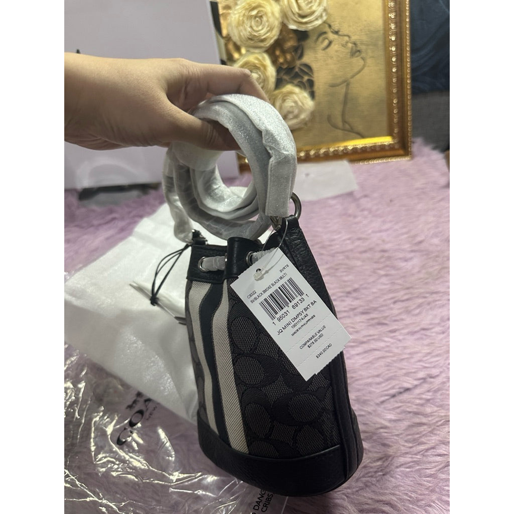ORIG & IMPORTED CCH MINI DEMPSEY BUCKET BLACK BAG IN SIGNATURE JACQUARD
