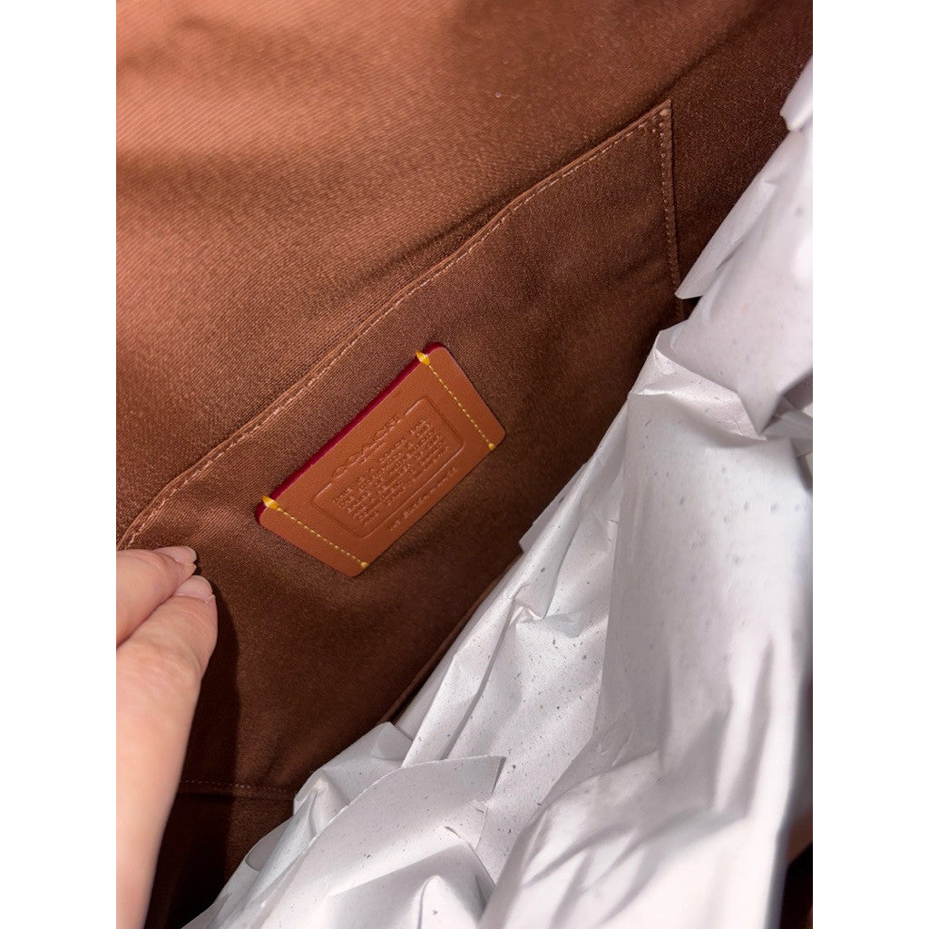 ORIG & IMPORTED Coach Medium Zip Top Tote Bag In Signature Canvas Saddle/Brown