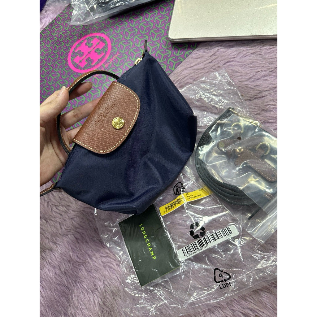 ORIG & IMPORTED Longchamp LC Le Pliage Pouch with handle Mini Micro Nylon Bag