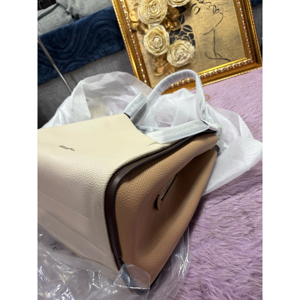 ORIG & IMPORTED KS Knott Colorblock Convertible Carryall Satchel Beige Bag