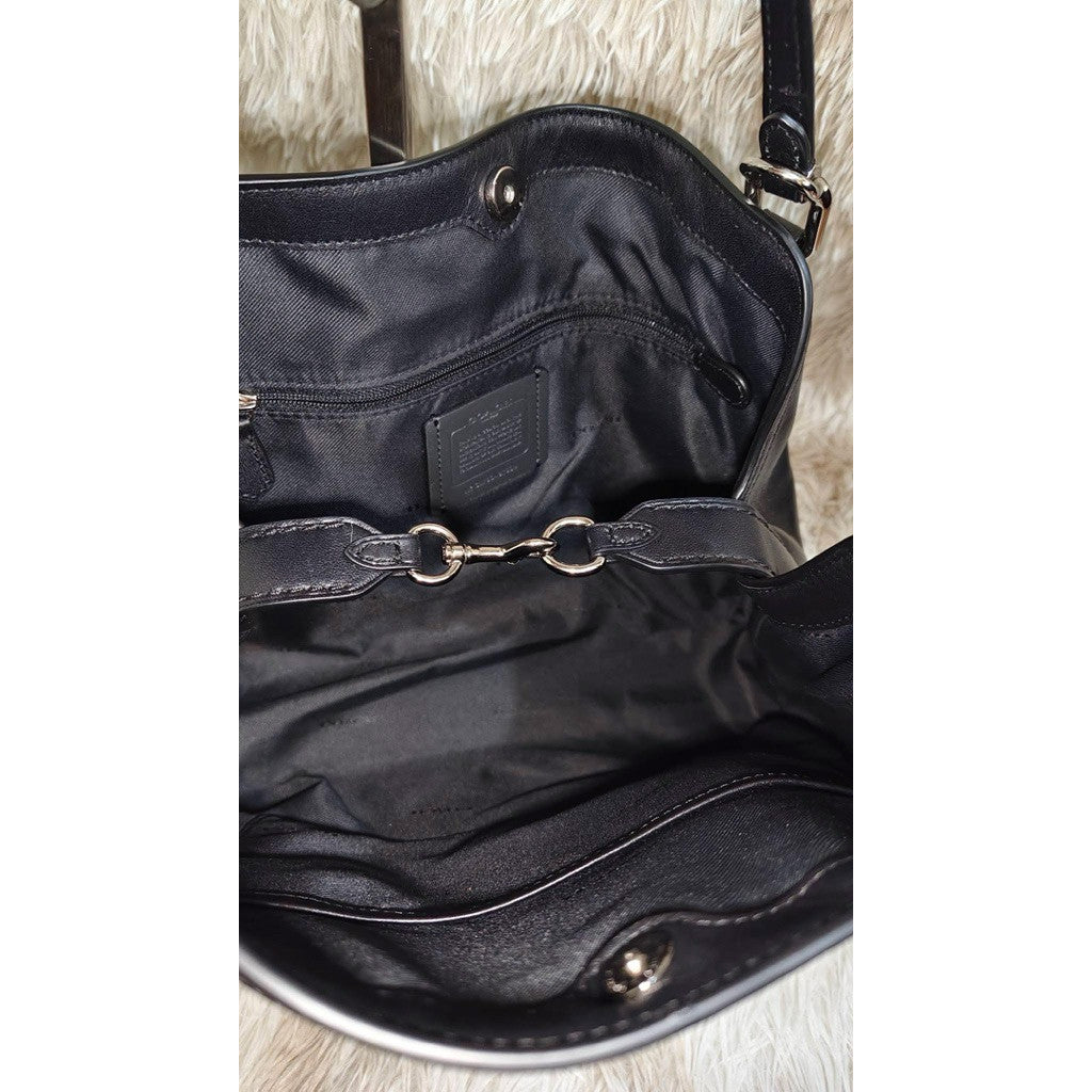 ORIG Preloved Coach Edie Signature Jacquard 28 Shoulder Bag, Black