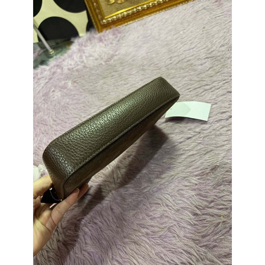 ORIG & IMPORTED KS Gemini Suede Convertible Wristlet Shoulder Brown Bag