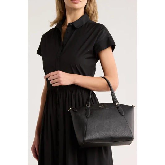 ORIG & IMPORTED KS Monica Satchel Pebbled Leather Black Bag