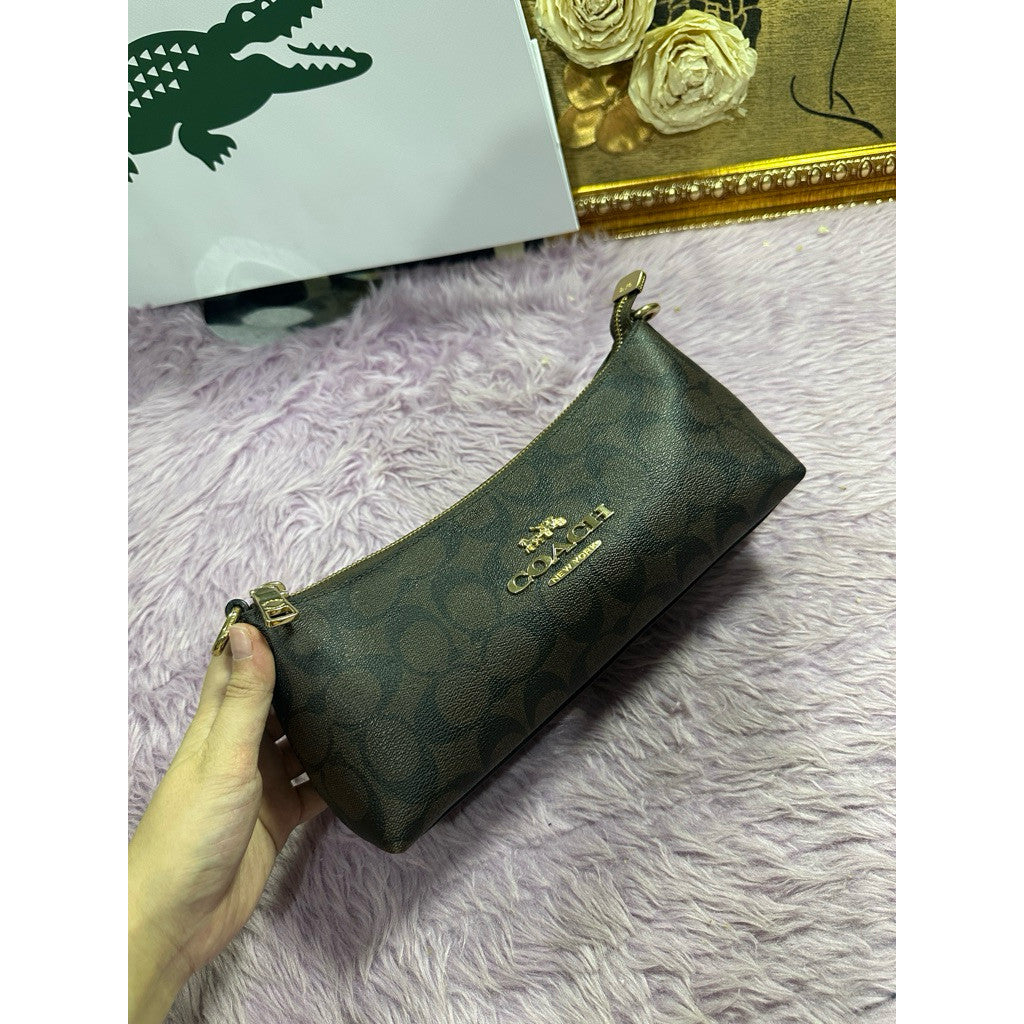 ORIG Preloved CCH Charlotte Shoulder Chain Bag In Signature Canvas Brown