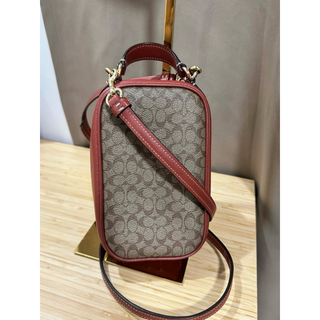 ORIG Preloved CCH Eva Phone Crossbody Small Bag In Khaki Brown Signature Canvas