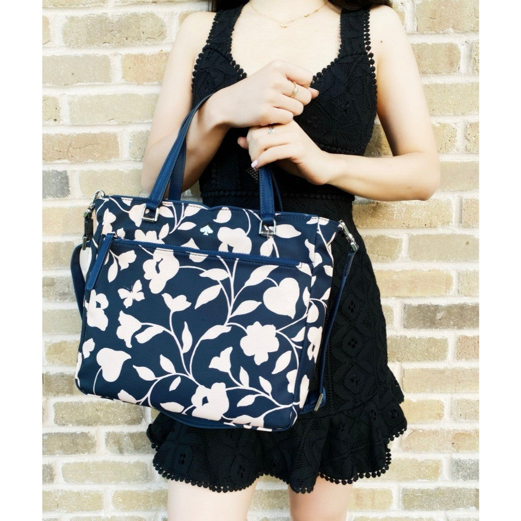 ORIG & IMPORTED KS Jae Garden Vine Medium Satchel Nylon Floral Bag