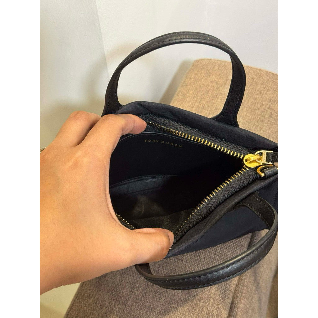 ORIG Preloved TB Mini Ella Nylon Tote Phone Bag in Black/Green