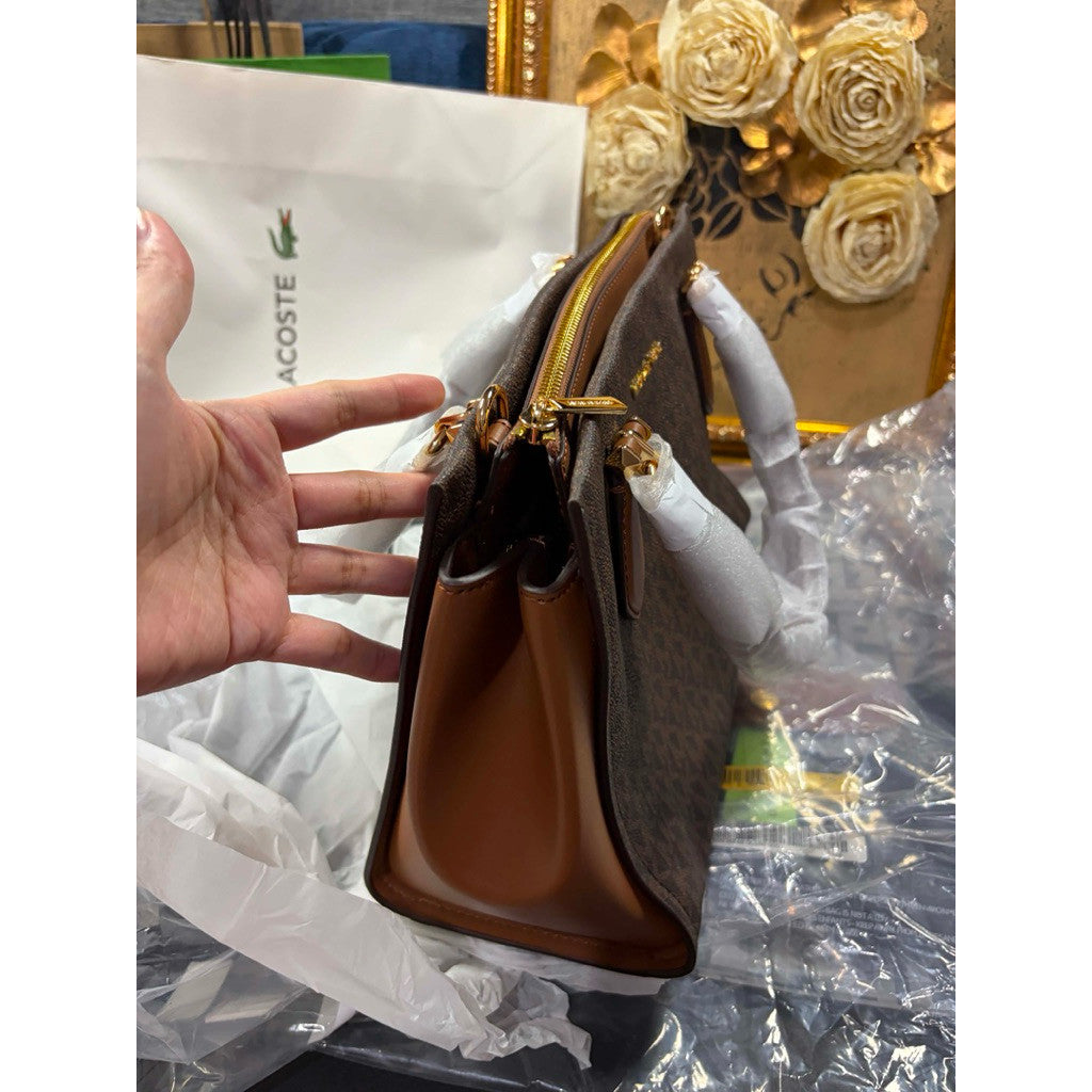 ORIG & IMPORTED MK Marilyn Medium Signature Logo Convertible Satchel Brown Bag