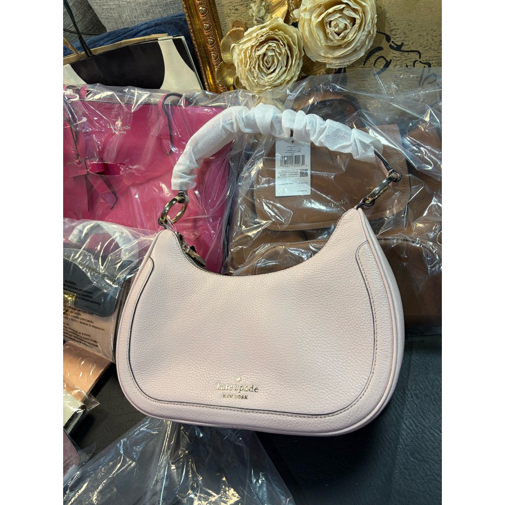 ORIG & IMPORTED KS Leila Pebbled Leather Shoulder Hobo Pink Bag