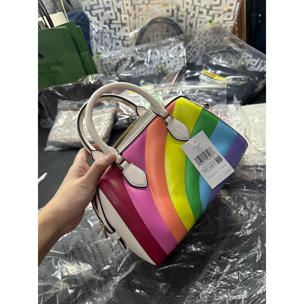 ORIG & IMPORTED KS Rainbow Duffle Crossbody White Bag