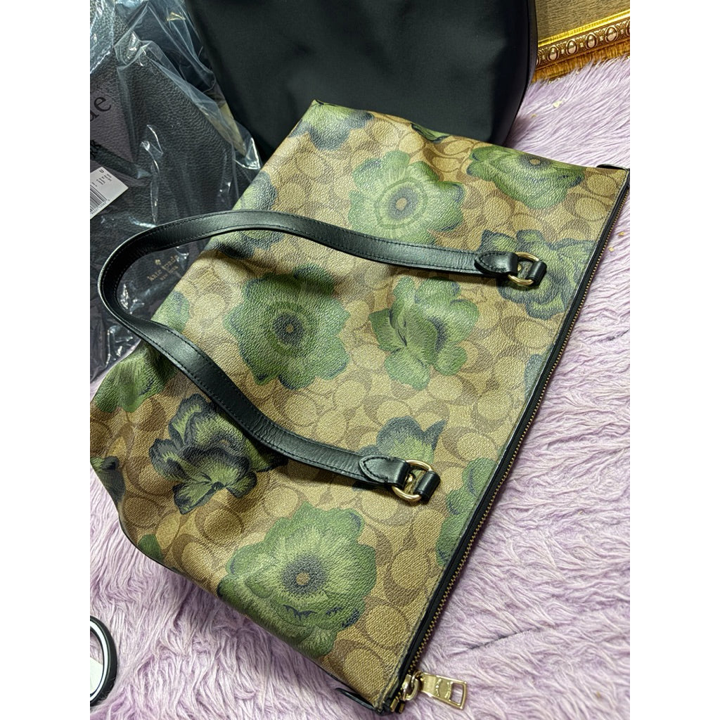 ORIG Preloved CCH Gallery Tote Brown Bag with Floral