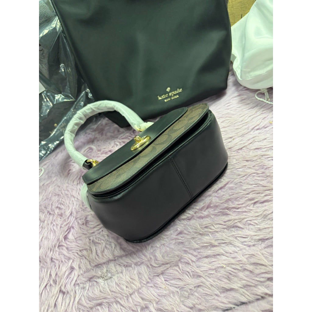 ORIG & IMPORTED RARE CCH Jace Crossbody Flap Bag In Signature Canvas F79990 Black/Brown