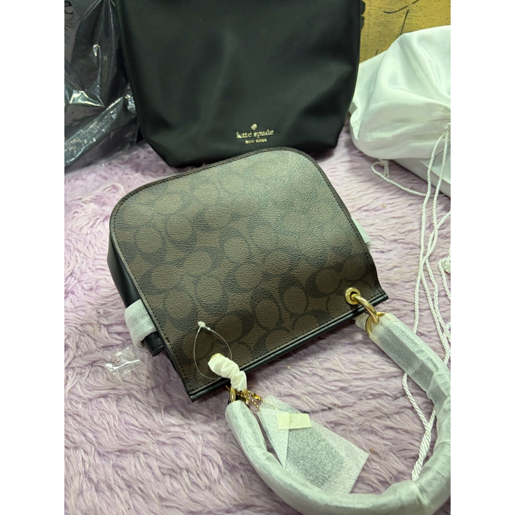 ORIG & IMPORTED RARE CCH Jace Crossbody Flap Bag In Signature Canvas F79990 Black/Brown