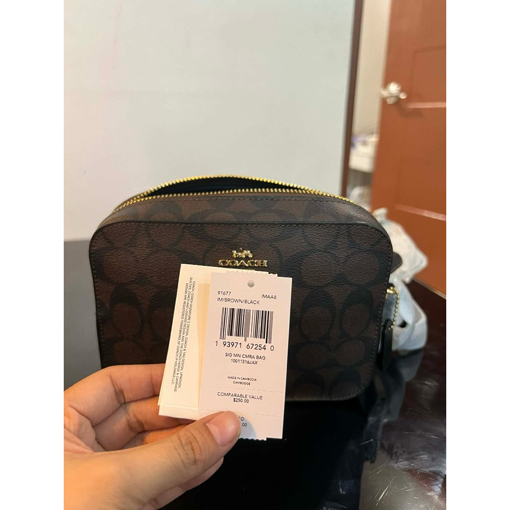 ORIG & IMPORTED RARE CCH Mini Camera Brown Bag In Signature Canvas