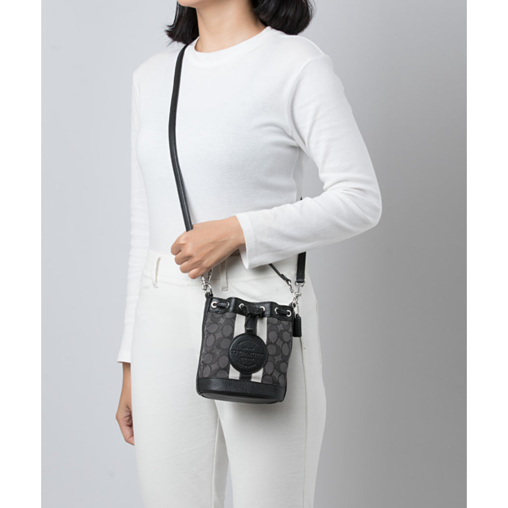 ORIG & IMPORTED CCH MINI DEMPSEY BUCKET BLACK BAG IN SIGNATURE JACQUARD