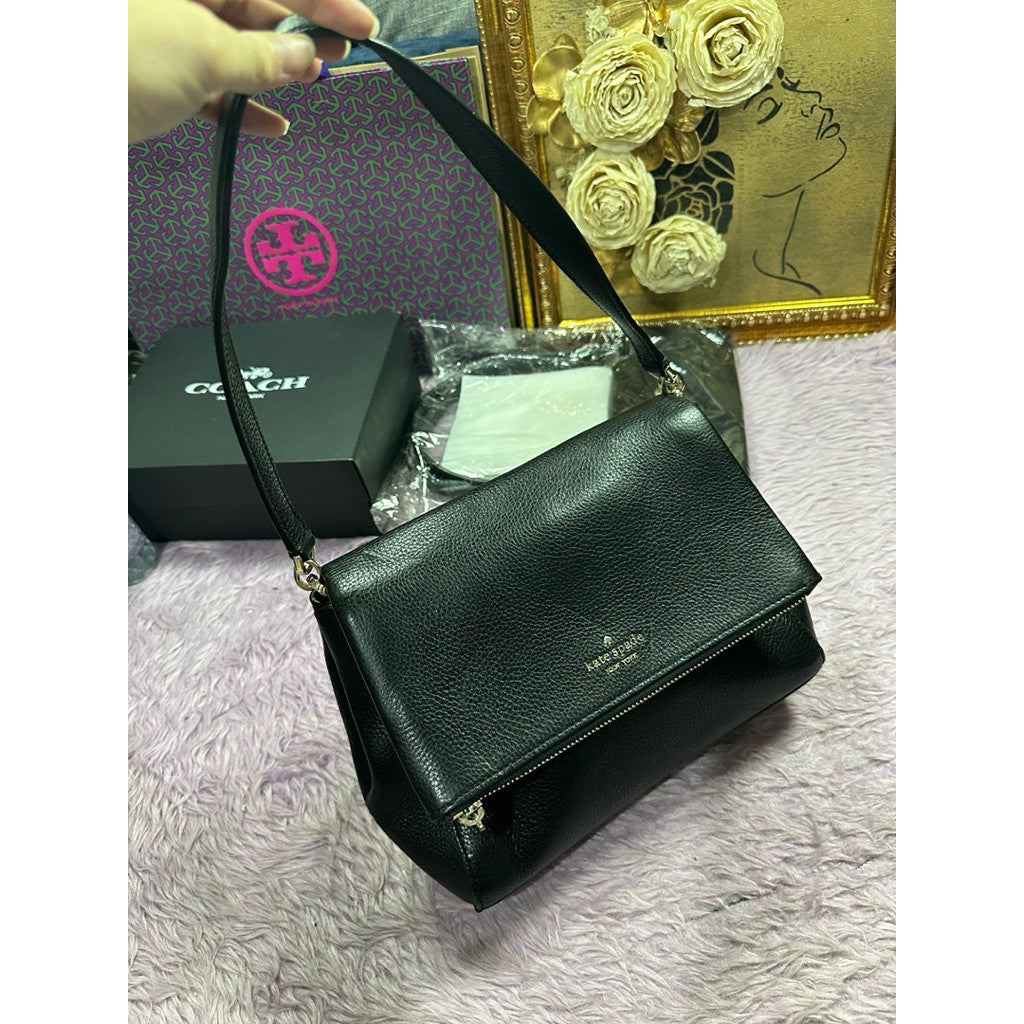 ORIG Preloved KS Leila Medium Flap Shoulder Bag Black